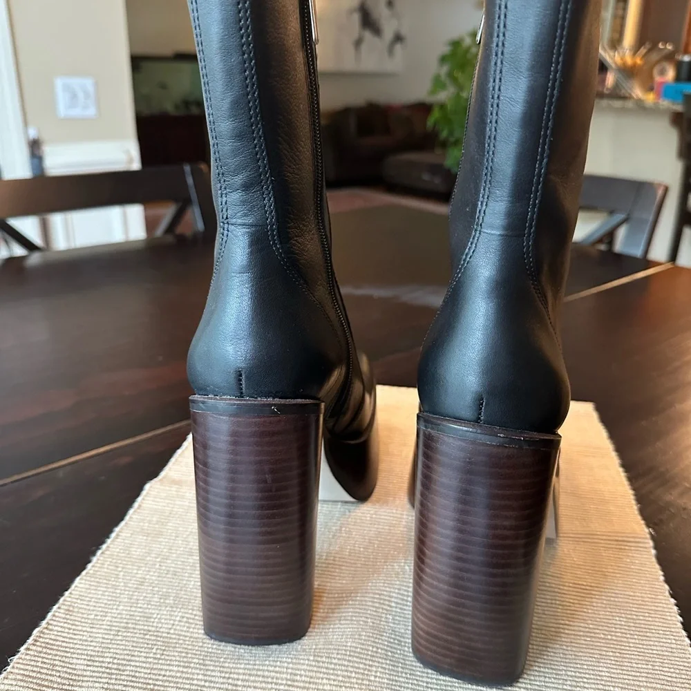 Steve Madden Black Leather Heeled Boots - Picture 4 of 8